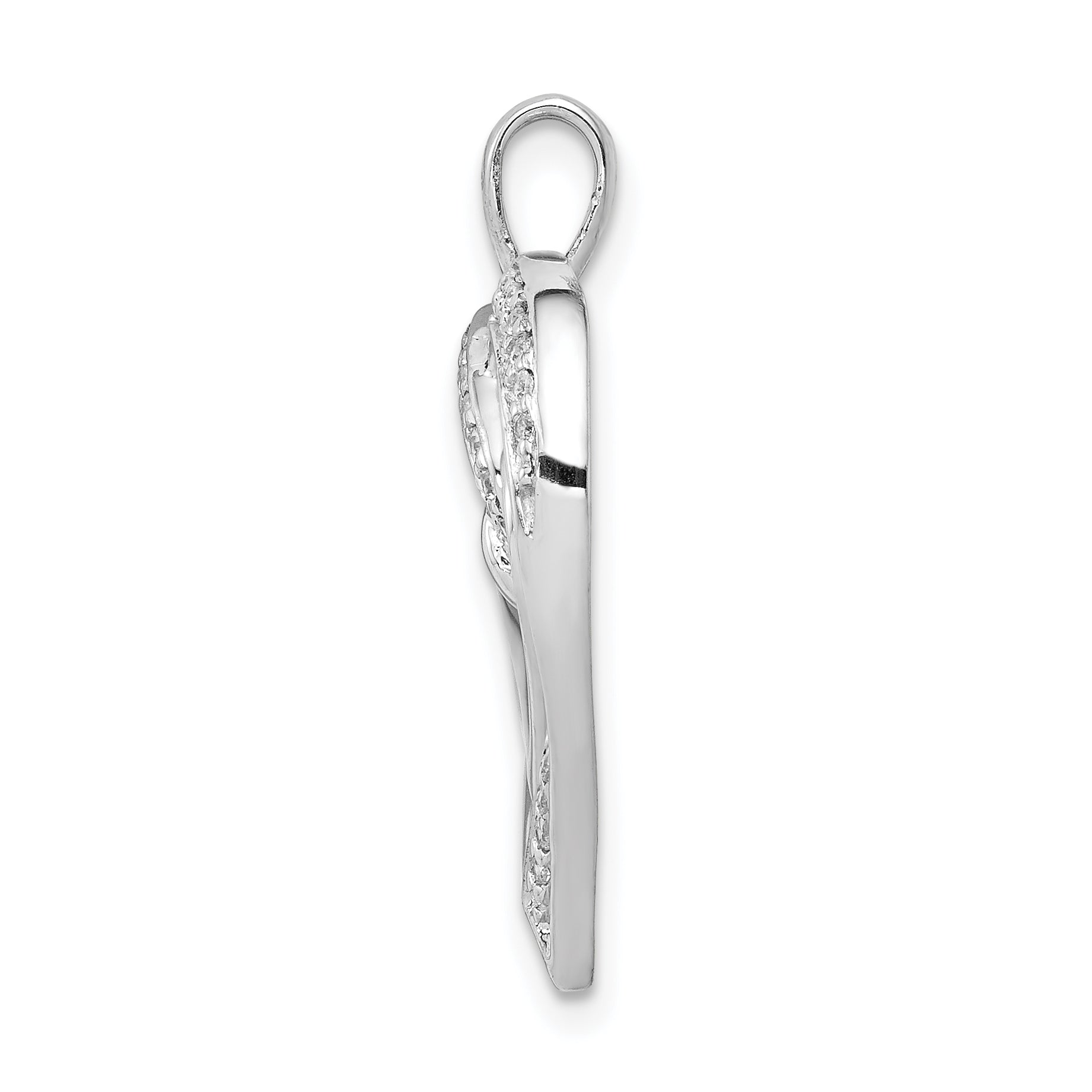 14k White Gold 1/6 carat Diamond Entwined Heart Pendant Secondary image