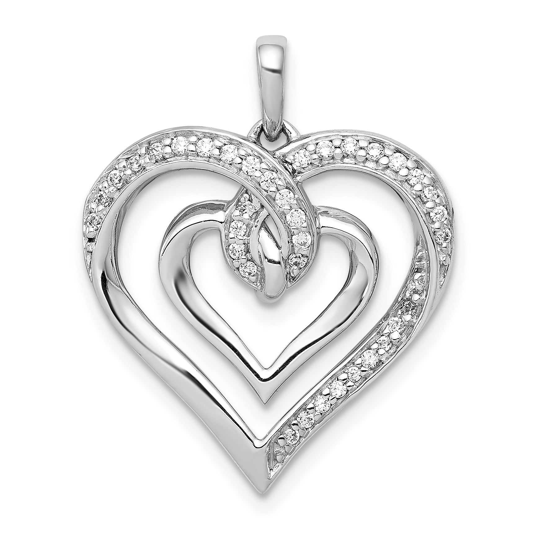 14k White Gold 1/6 carat Diamond Entwined Heart Pendant Main image