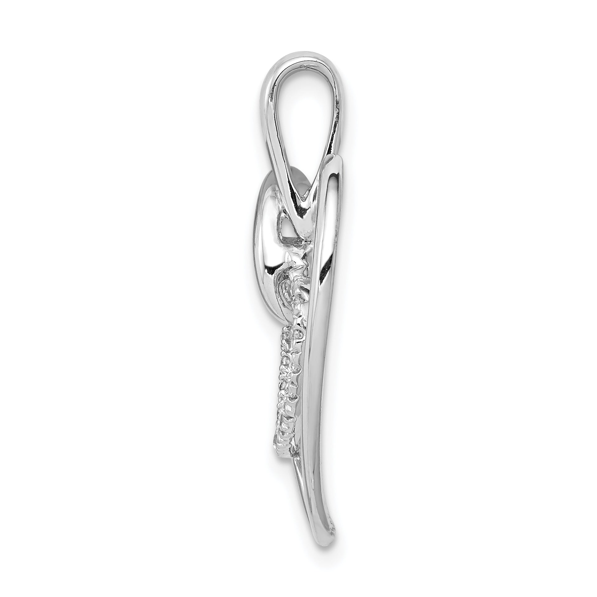 14k White Gold 1/10 carat Diamond Double Heart Pendant Secondary image
