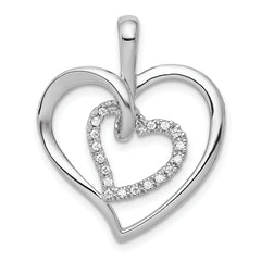 14k White Gold 1/10 carat Diamond Double Heart Pendant