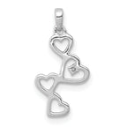 10K White Gold .01ct. Diamond Four Hearts Pendant