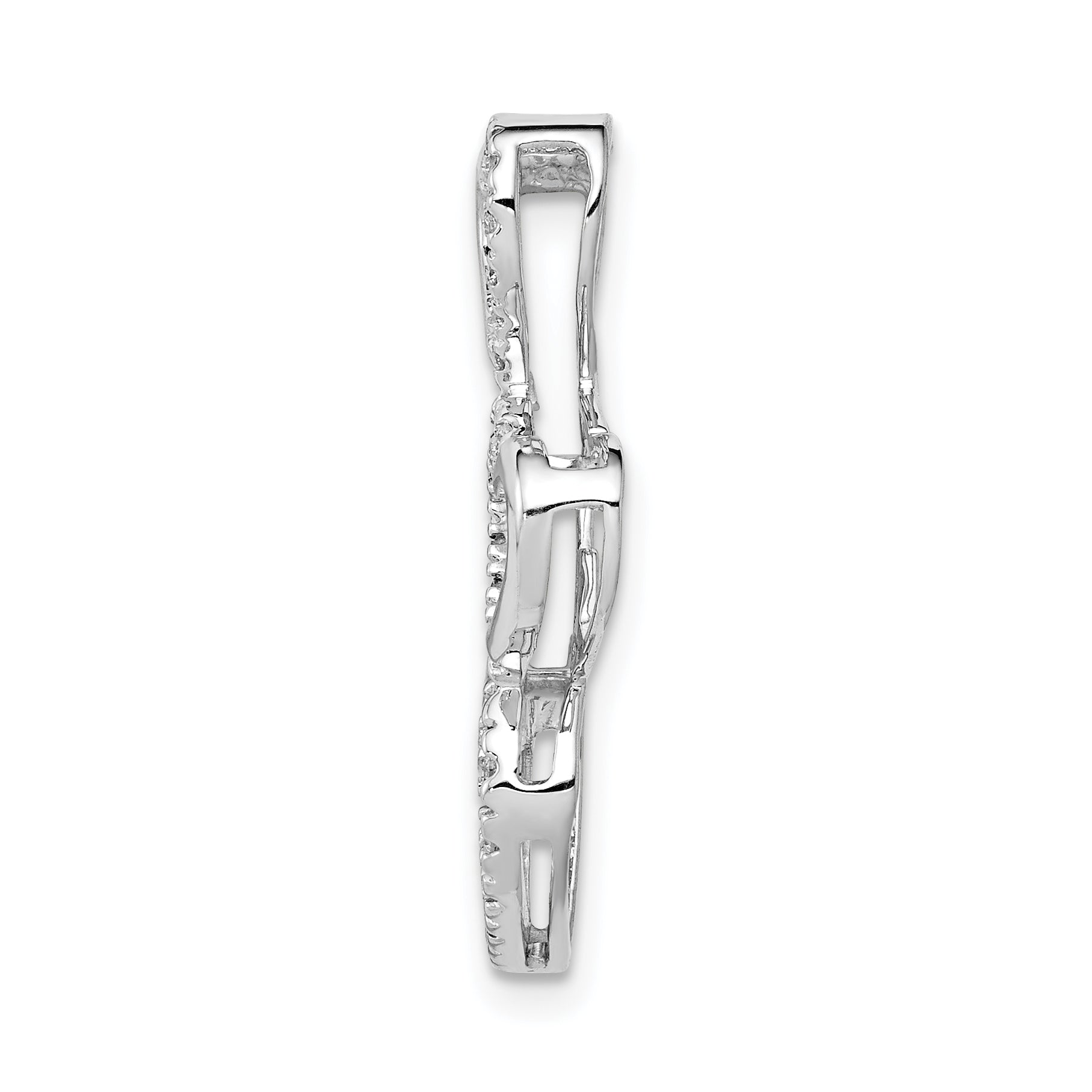 14k White Gold 1/10 carat Lab Grown Diamond VS/SI+ G+ Complete Triple Heart Chain Slide Pendant Secondary image