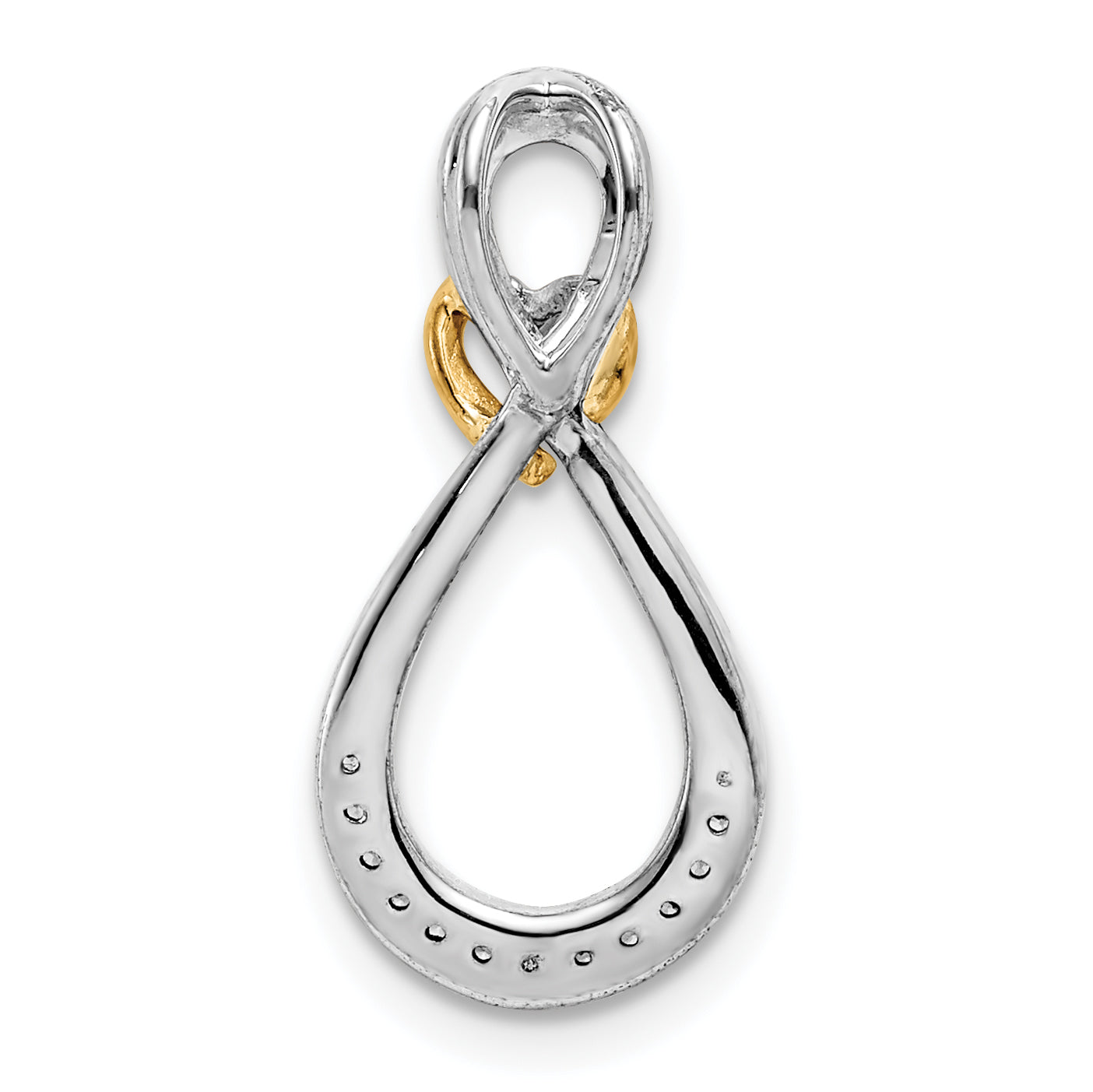14k Two-tone 1/20 carat Diamond Infinity with Heart Chain Slide