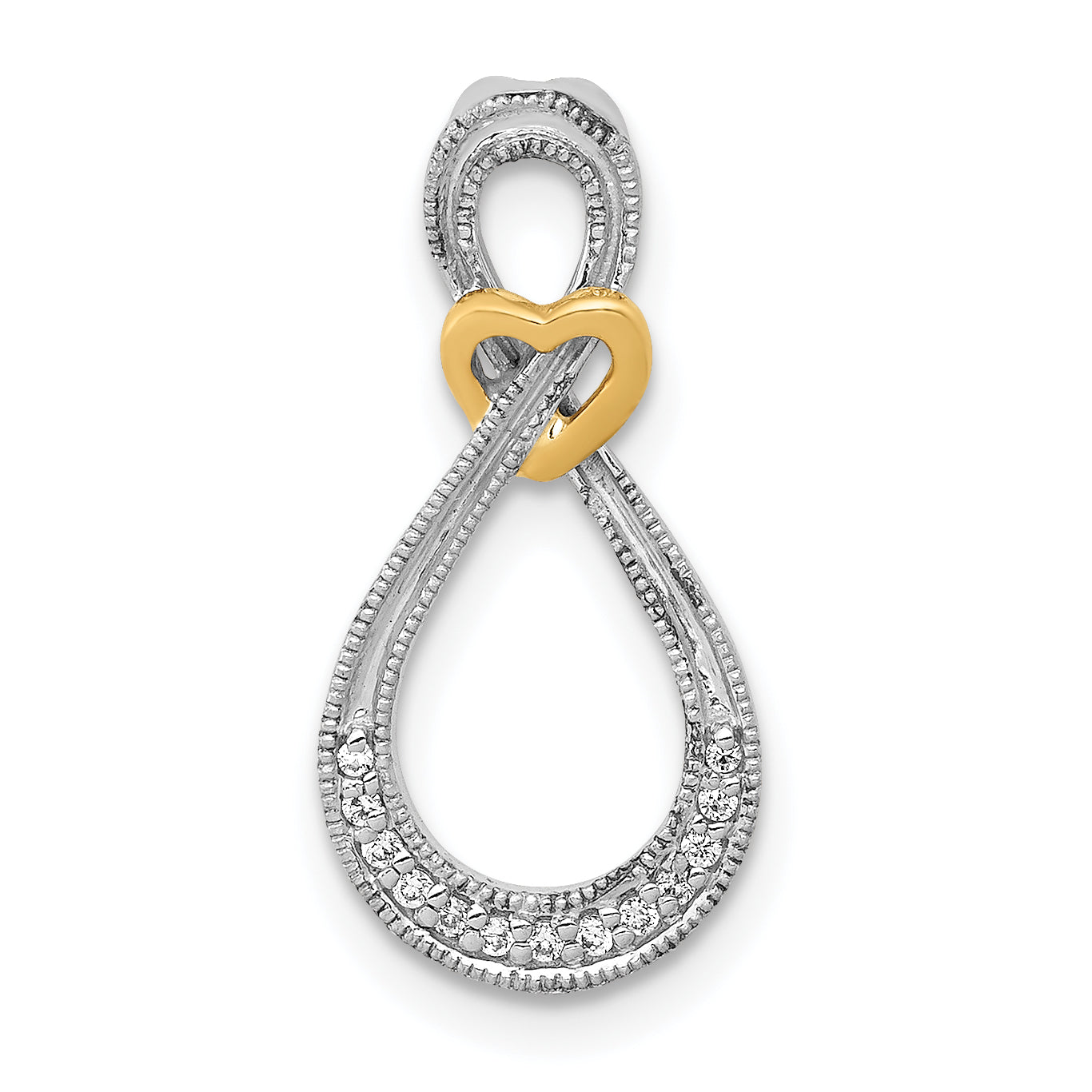 14k Two-tone 1/20 carat Diamond Infinity with Heart Chain Slide Main image