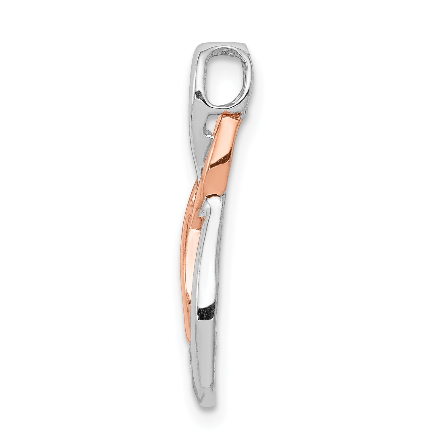 10K White and Rose Gold Diamond Double Infinity Chain Slide Secondary image