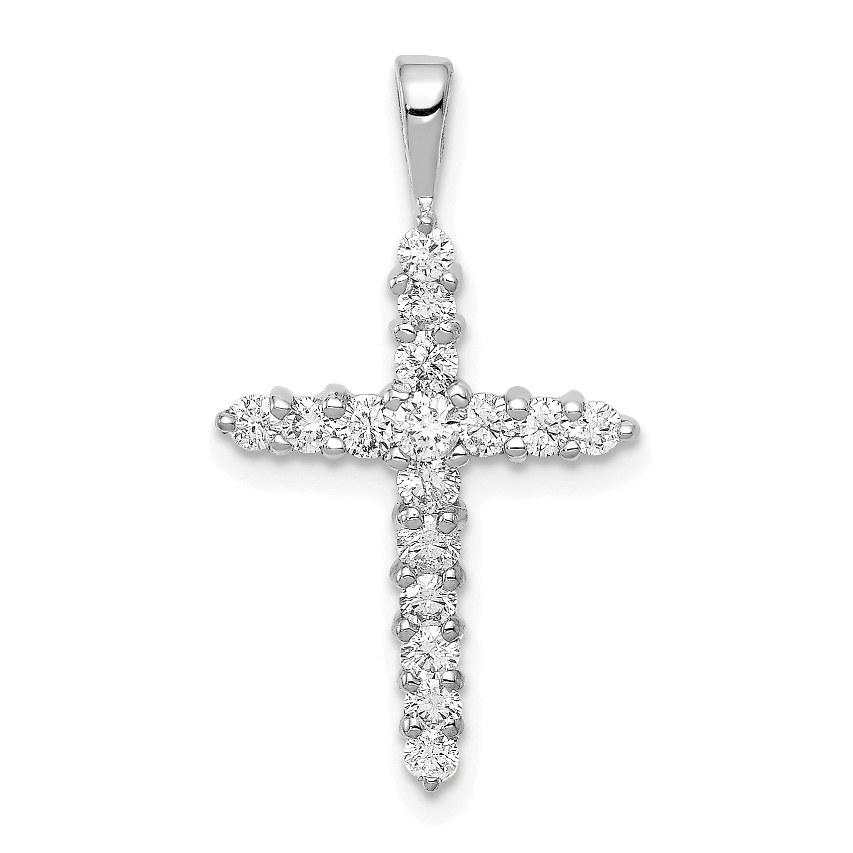 14k White Gold 1/2 carat Lab Grown Diamond VS/SI+ G+ Complete Cross Pendant Main image