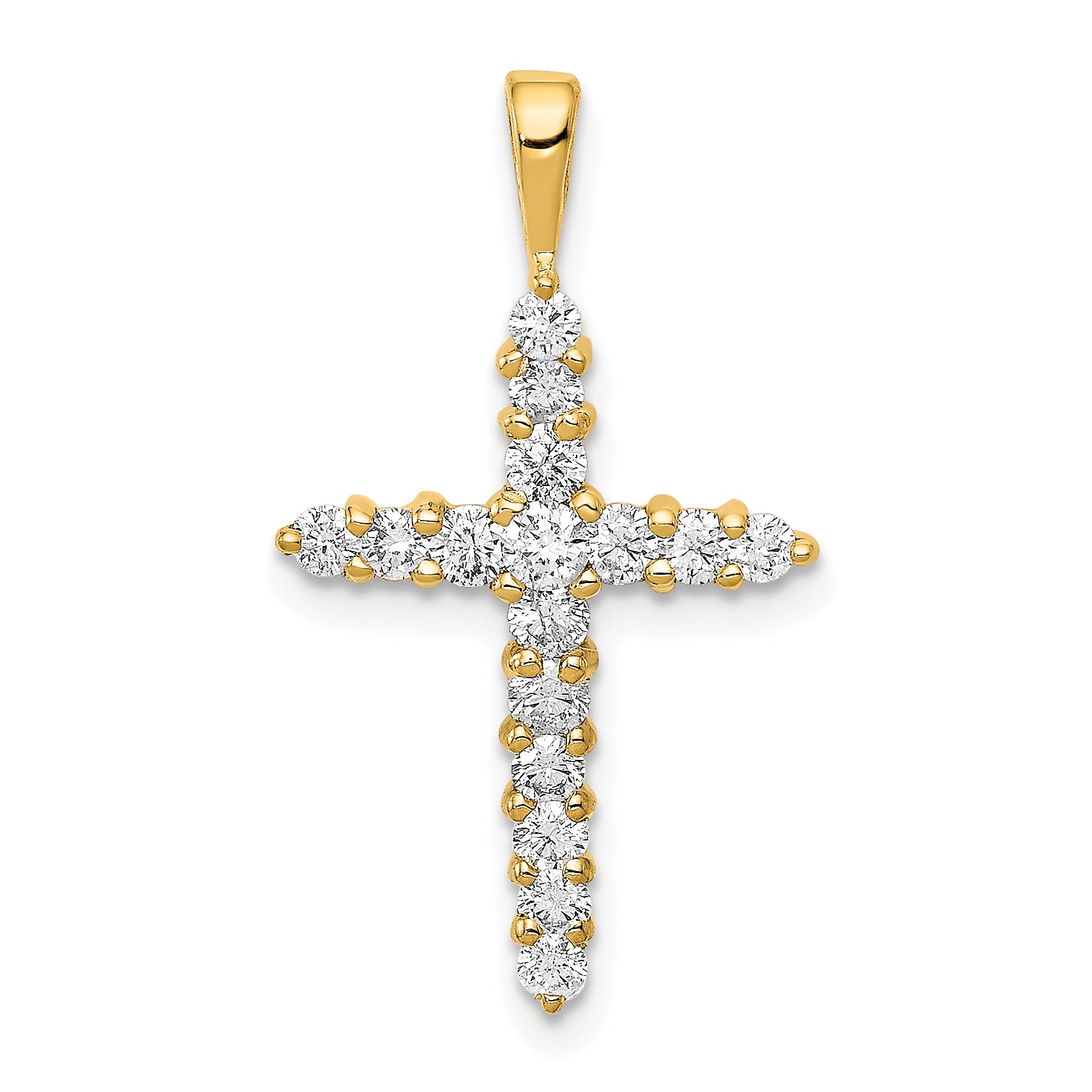 14k 1/2 carat Lab Grown Diamond VS/SI+ G+ Complete Cross Pendant Main image