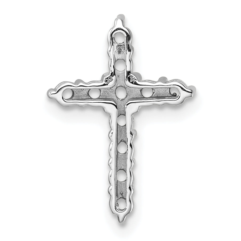 14k White Gold Diamond Cross Chain Slide Mounting