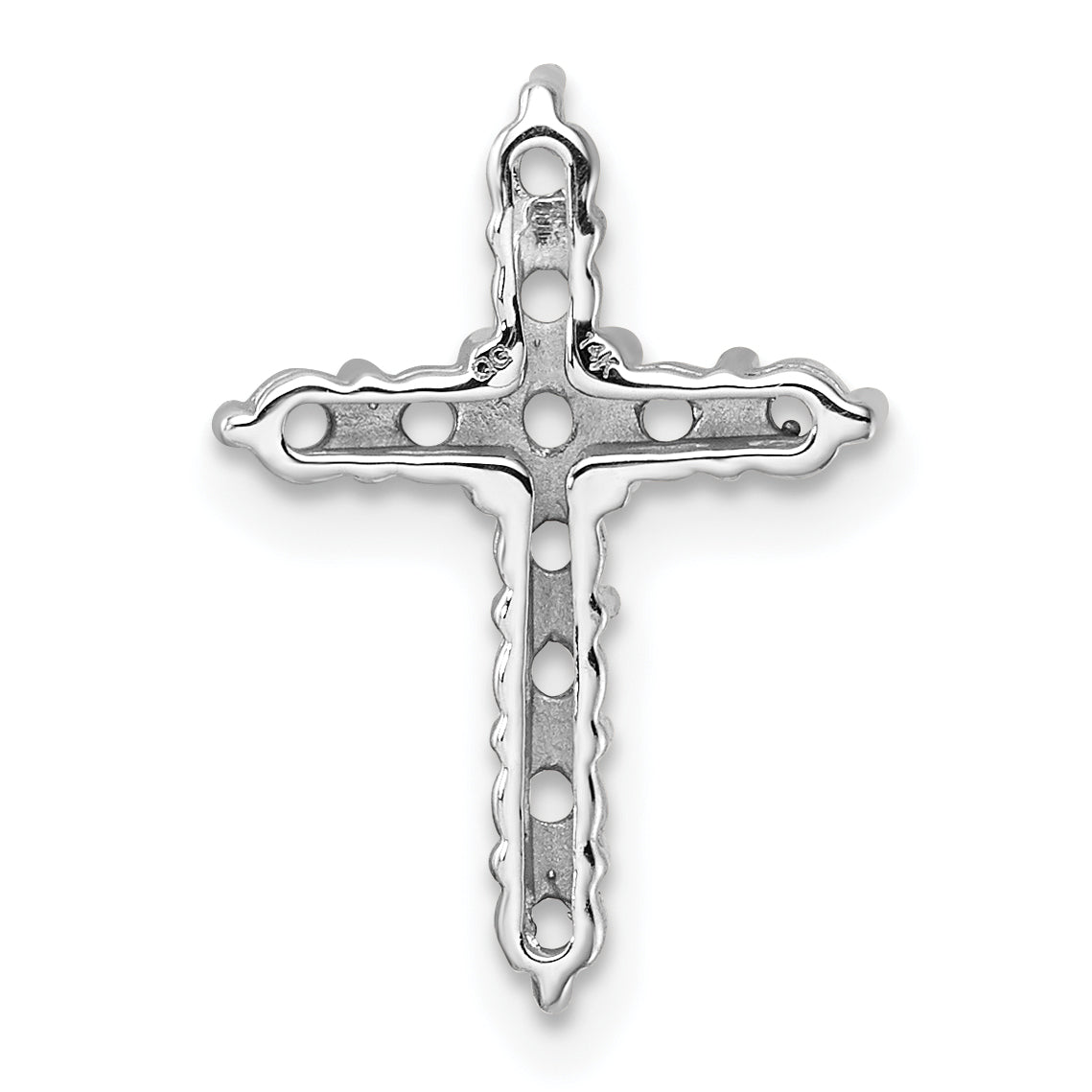14k White Gold Diamond Cross Chain Slide Mounting