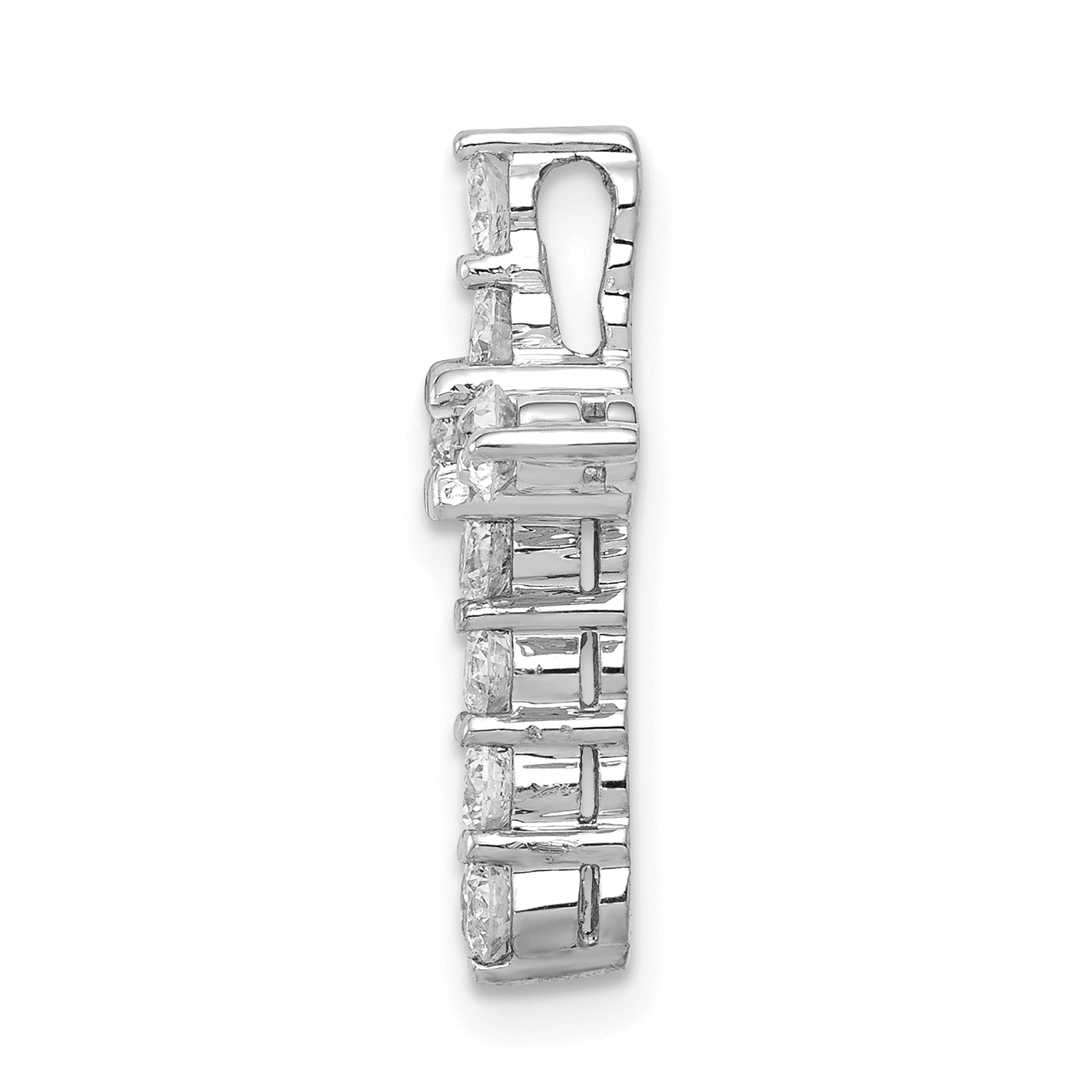 14k White Gold 3/4 carat Lab Grown Diamond VS/SI+ G+ Complete Cross Chain Slide Pendant Secondary image