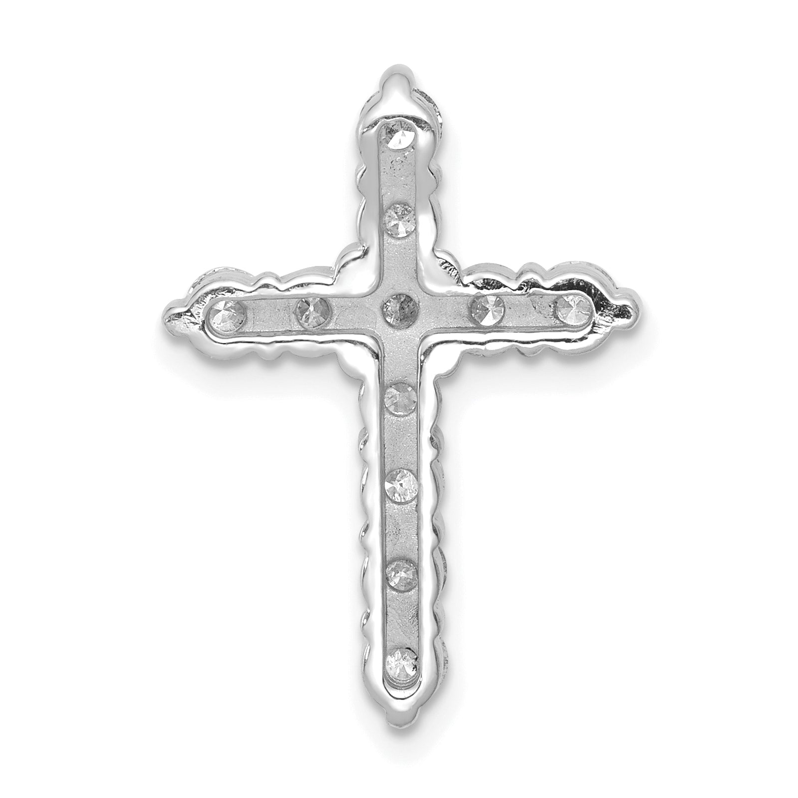 14k White Gold 1 carat Lab Grown Diamond VS/SI+ G+ Complete Cross Chain Slide Pendant