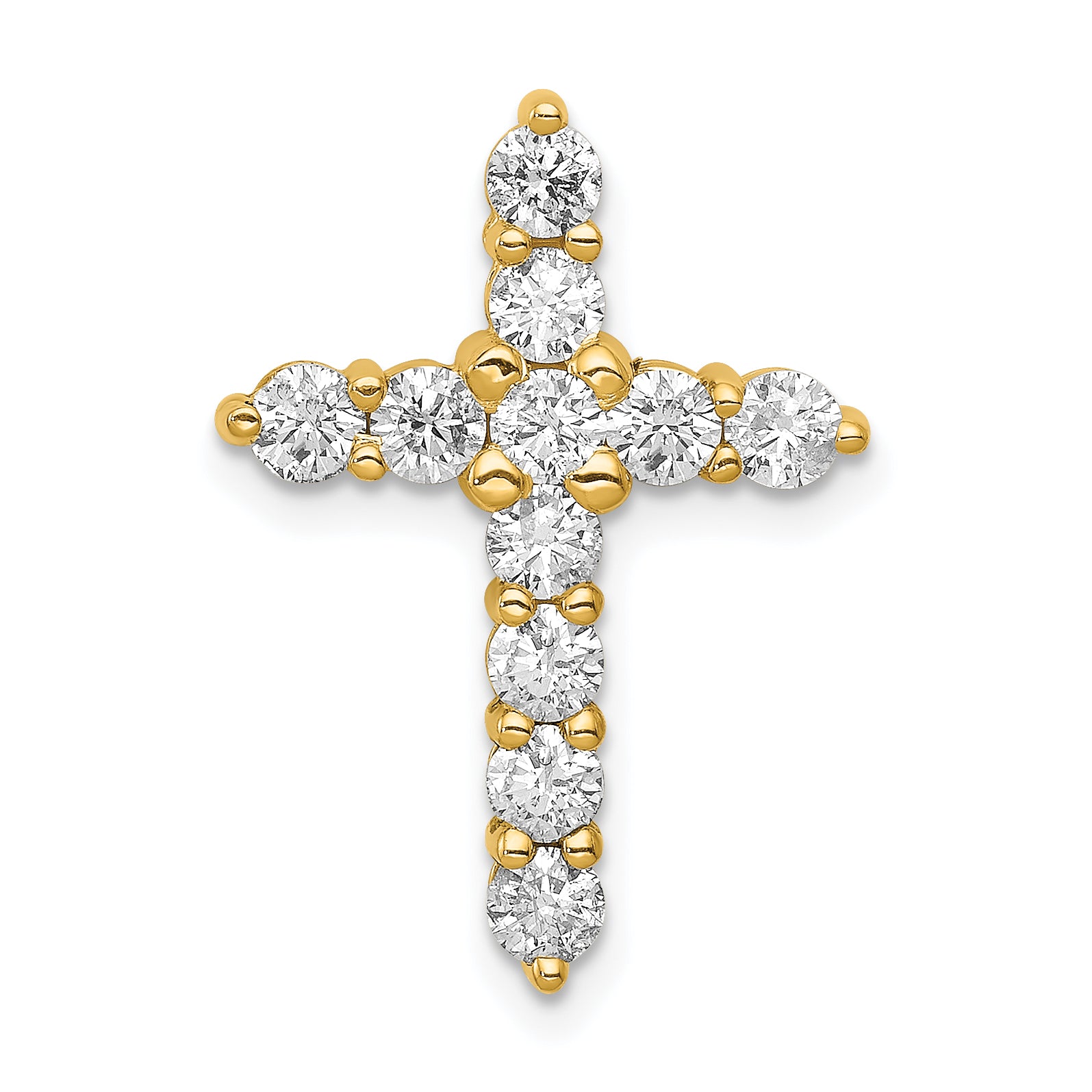 14k 1 carat Lab Grown Diamond VS/SI+ G+ Complete Cross Chain Slide Pendant
