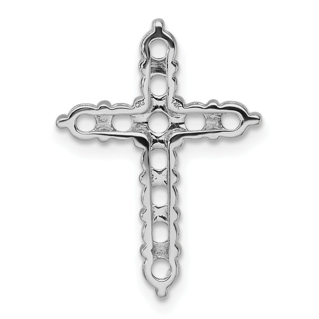 14k White Gold Diamond Cross Chain Slide Mounting