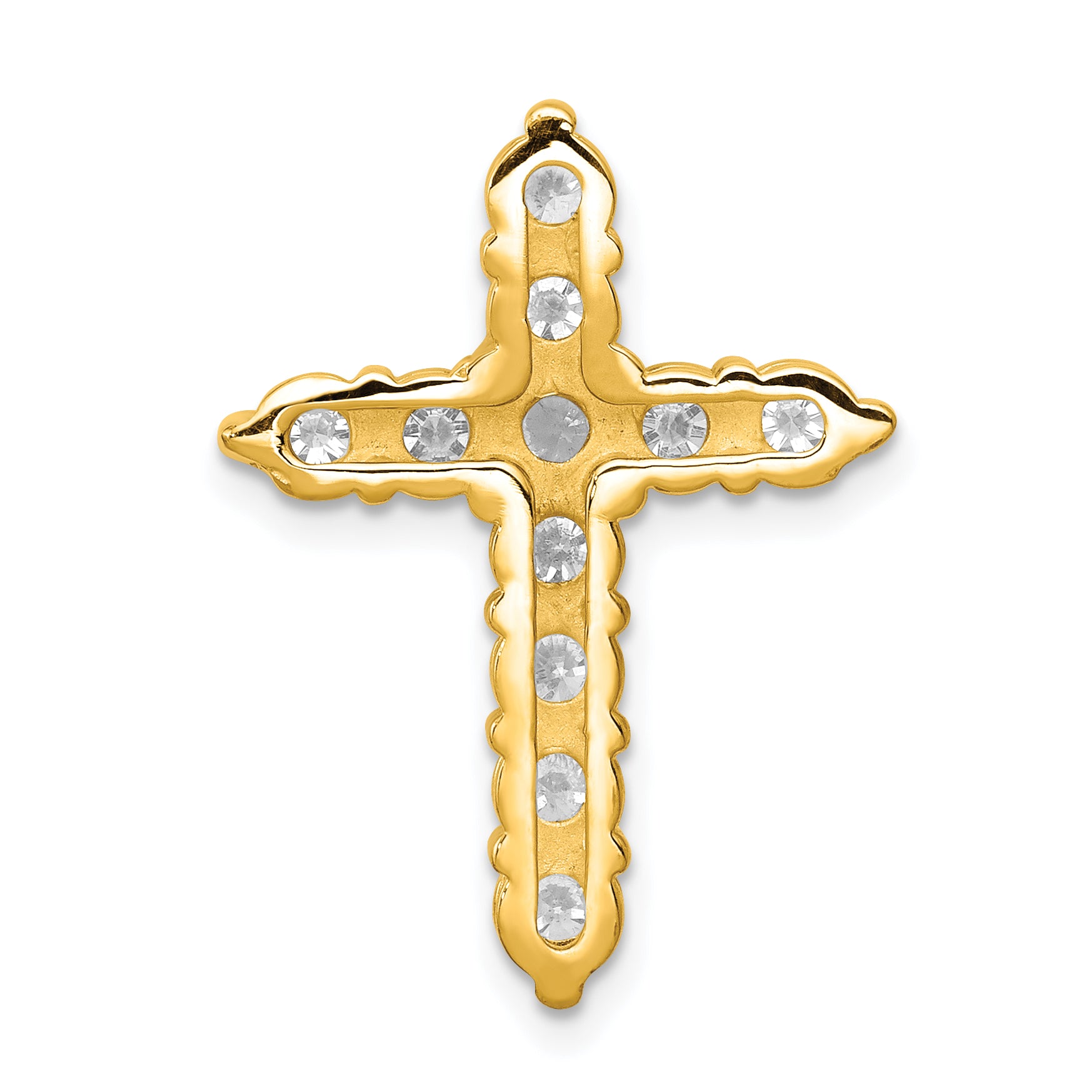 14k 1 1/4 carat Lab Grown Diamond VS/SI+ G+ Complete Cross Chain Slide Pendant