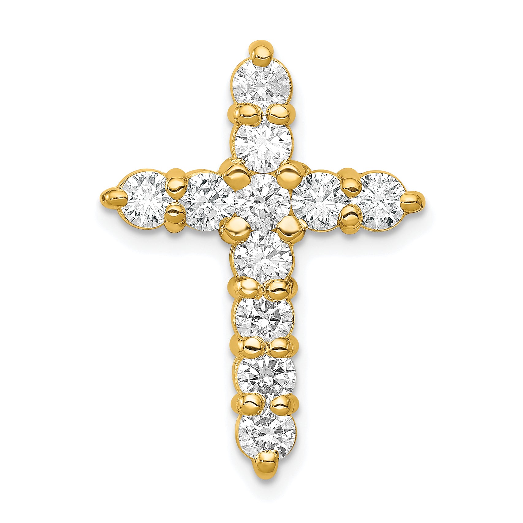 14k 1 1/4 carat Lab Grown Diamond VS/SI+ G+ Complete Cross Chain Slide Pendant Main image