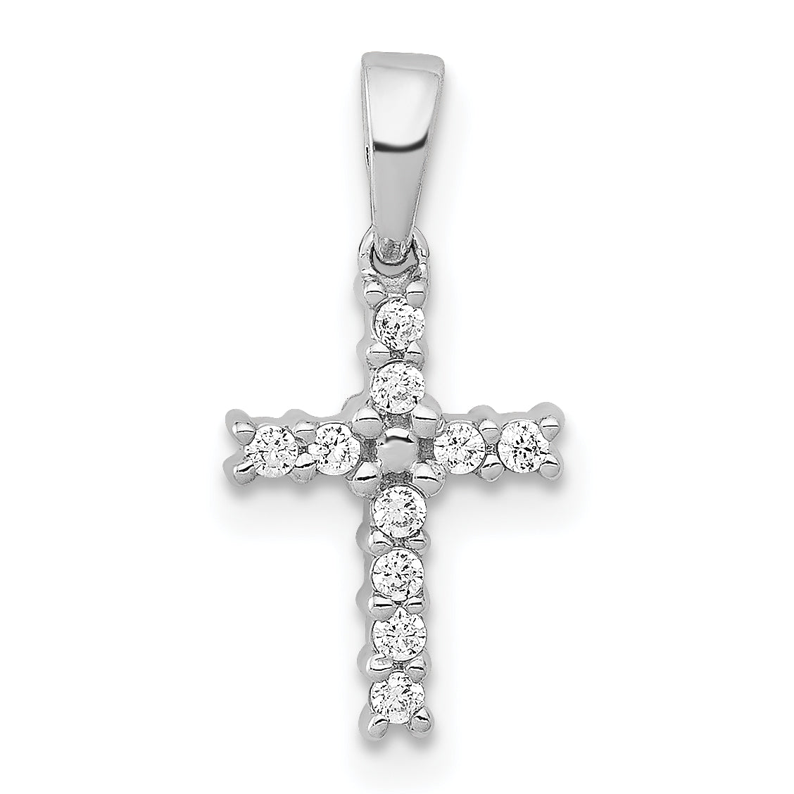 14k White Gold 1/10 carat Lab Grown Diamond VS/SI+ G+ Complete Latin Cross Pendant Main image