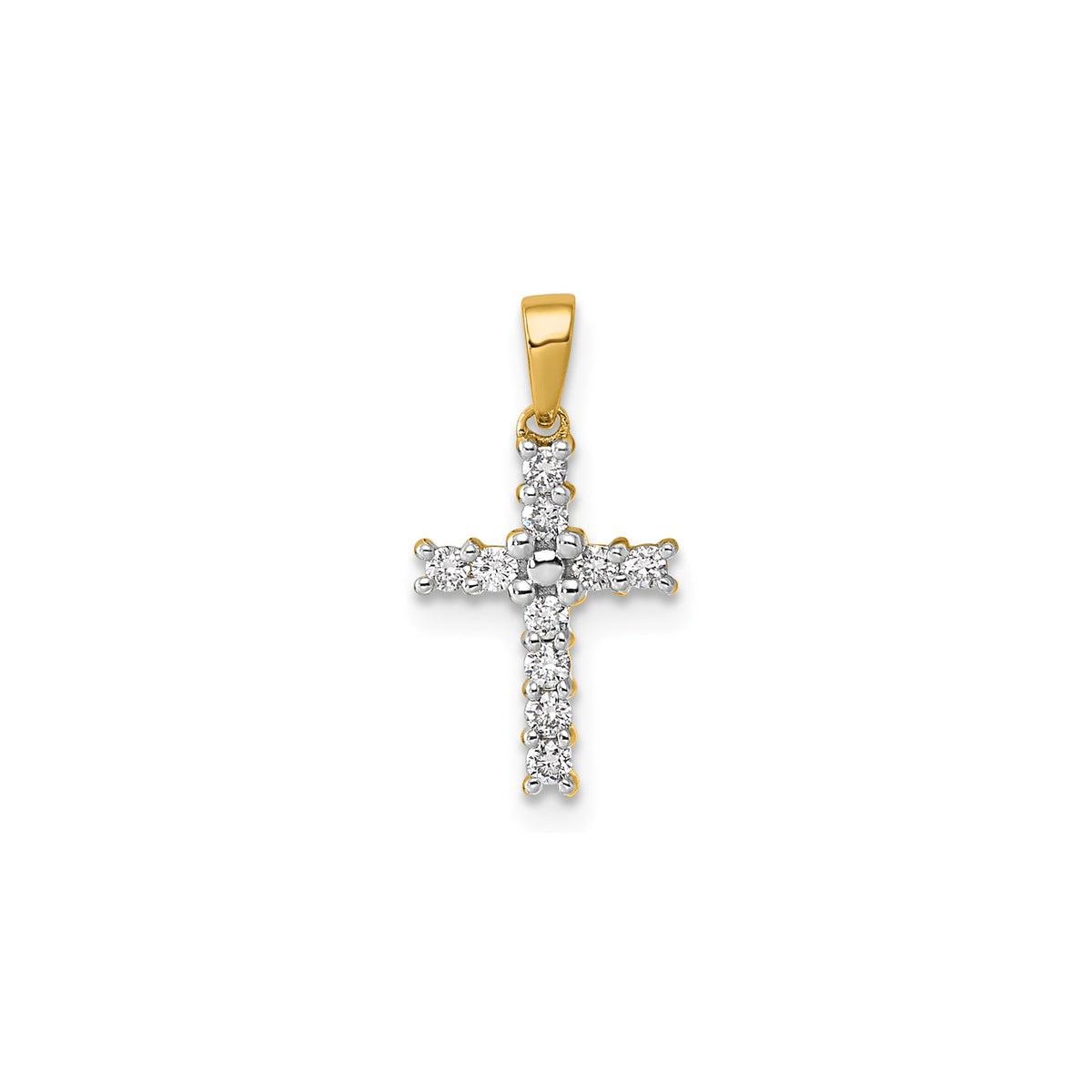 Diamond Latin Cross Pendant in 14K Yellow Gold (1/6 ct. tw.) - Sophia Jewelers Main image