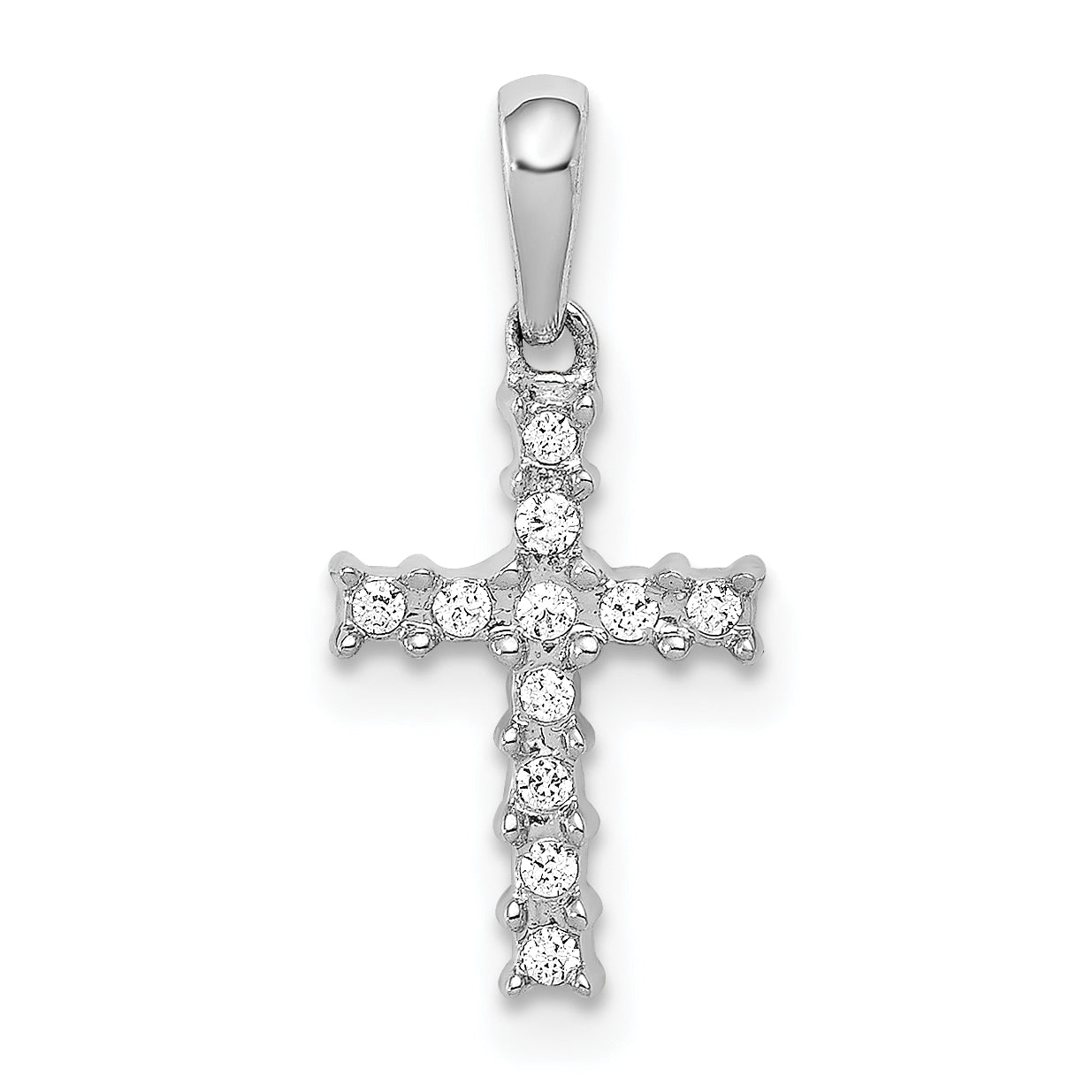 10K White Gold 1/20ct. Diamond Latin Cross Pendant Main image