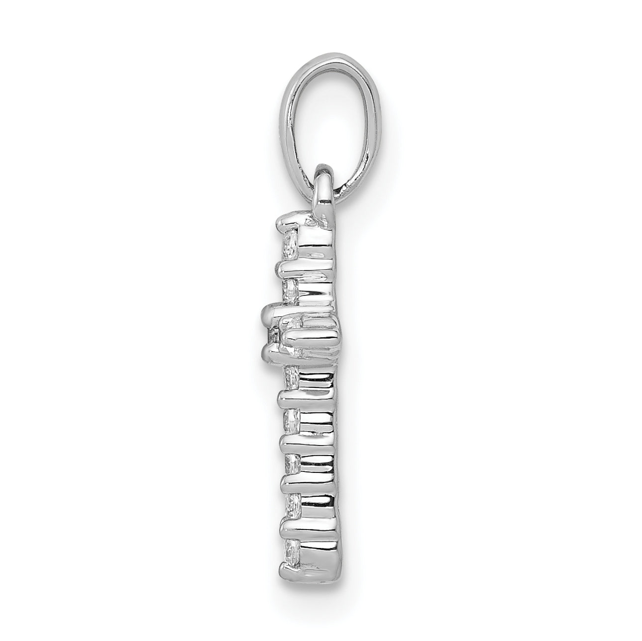 10K White Gold Polished Diamond Cross Pendant