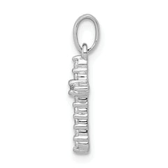 10K White Gold Polished Diamond Cross Pendant