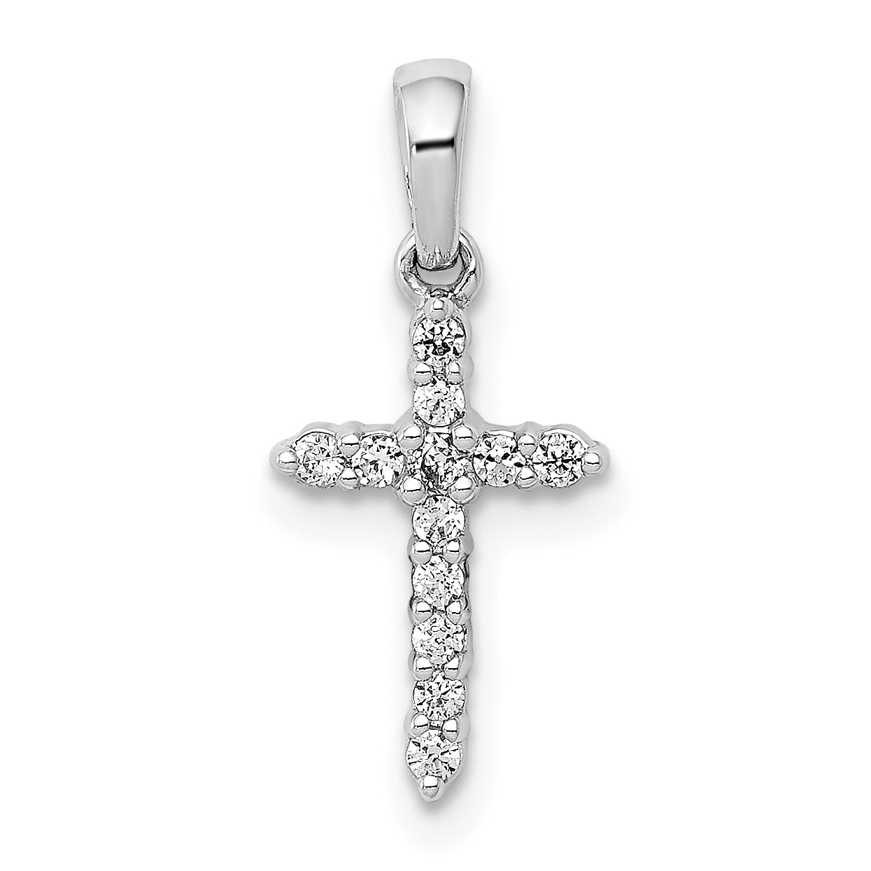 10K White Gold Polished Diamond Cross Pendant Main image
