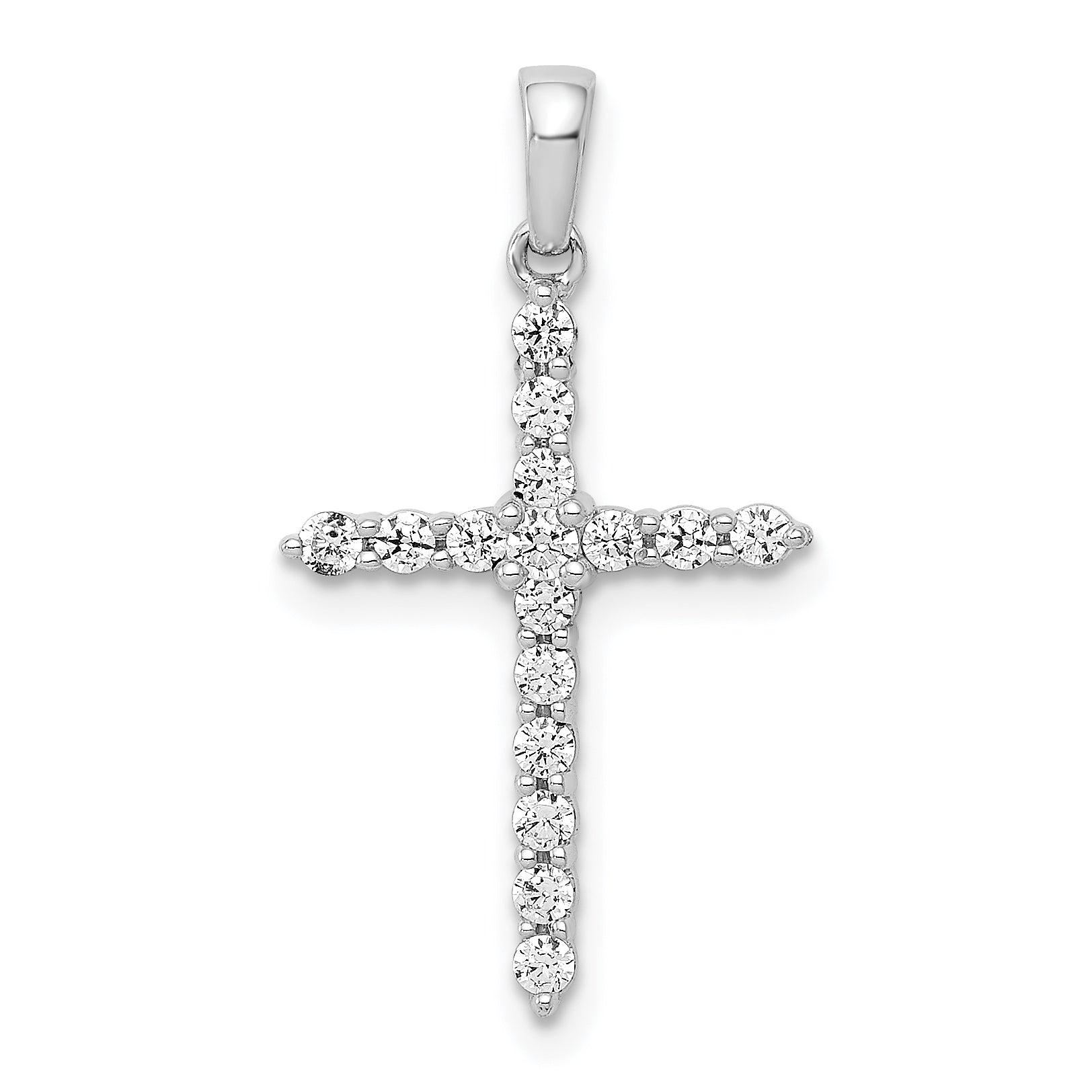 10K White Gold Polished 1/4ct. Diamond Cross Pendant Main image