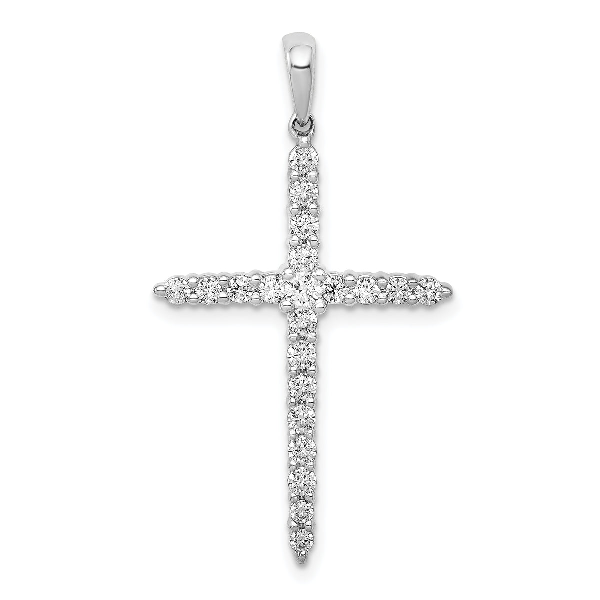 14k White Gold 1/2 carat Lab Grown Diamond VS/SI+ G+ Complete Cross Pendant