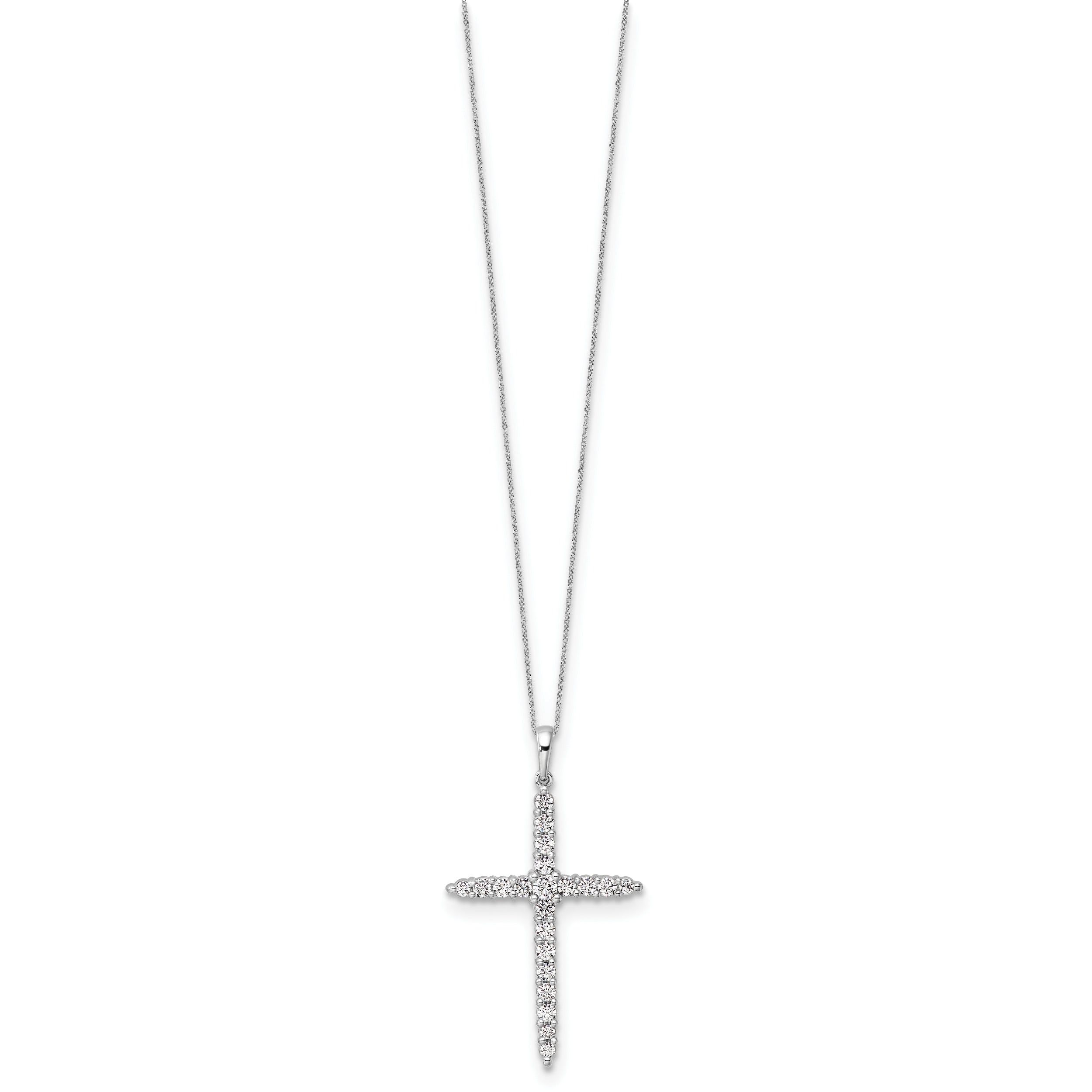 14k White Gold 1 carat Lab Grown Diamond VS/SI+ G+ Complete 18 inch Cross Pendant Necklace