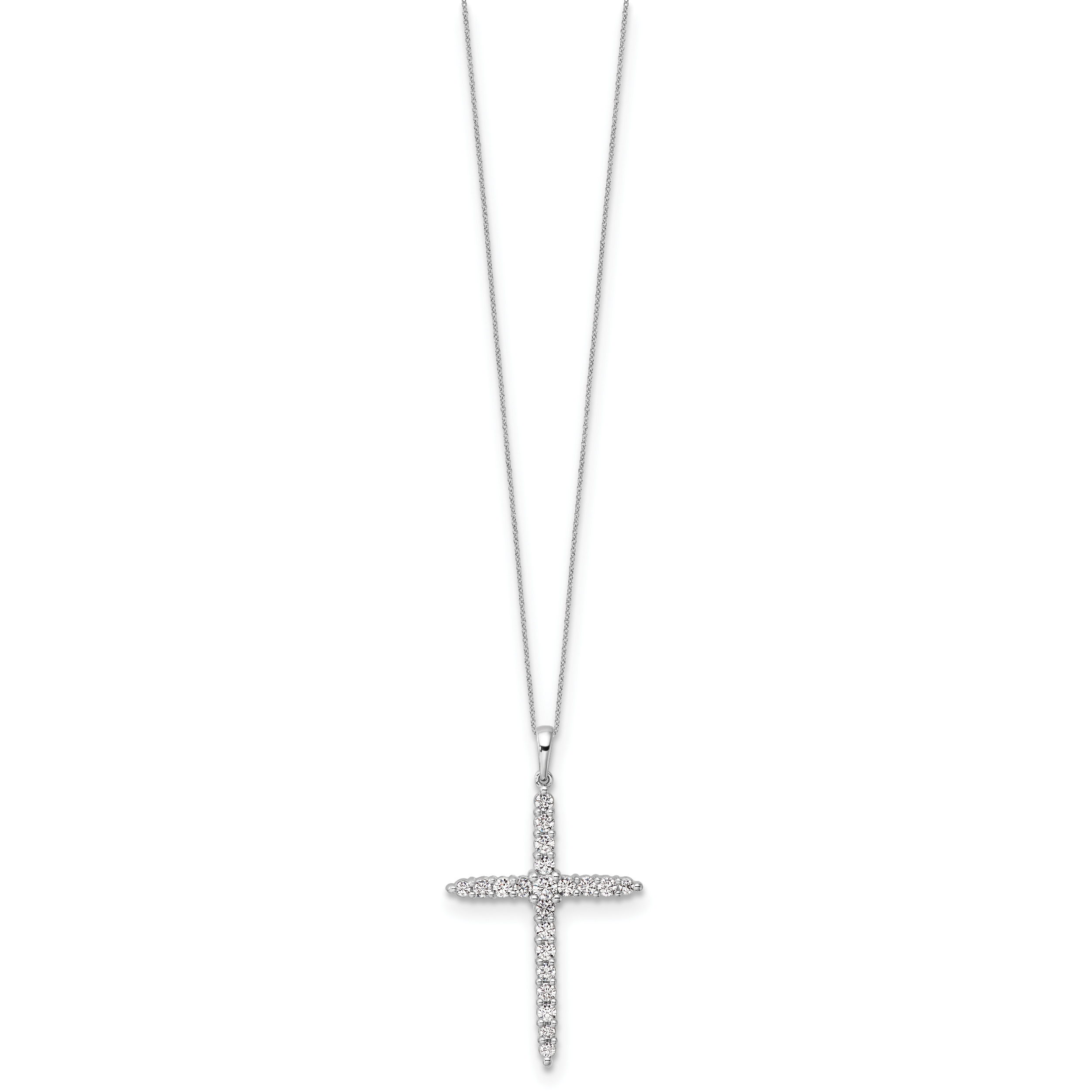14k White Gold 1 carat Lab Grown Diamond VS/SI+ G+ Complete 18 inch Cross Pendant Necklace Secondary image