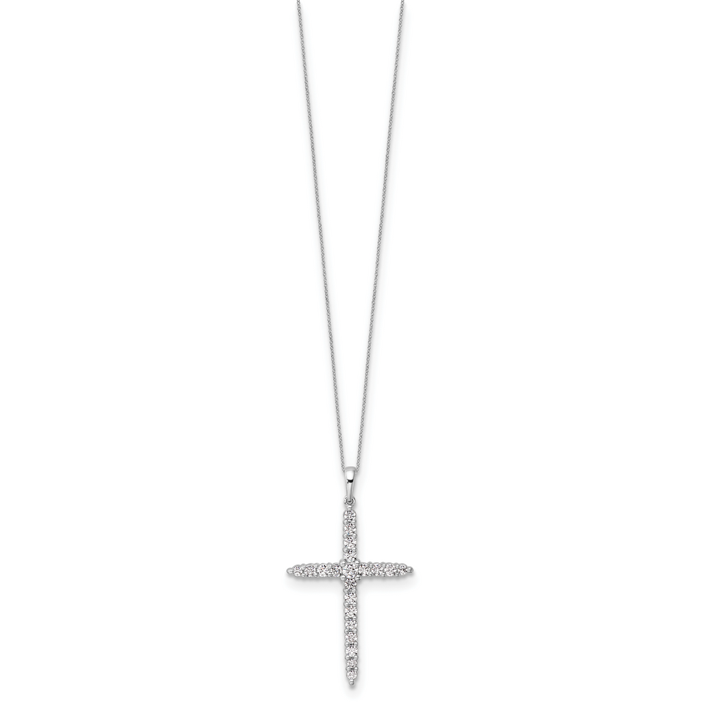 14k White Gold 1 carat Lab Grown Diamond VS/SI+ G+ Complete 18 inch Cross Pendant Necklace