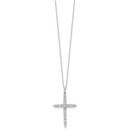 14k White Gold 1 carat Lab Grown Diamond VS/SI+ G+ Complete 18 inch Cross Pendant Necklace