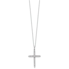 14k White Gold 1 carat Lab Grown Diamond VS/SI+ G+ Complete 18 inch Cross Pendant Necklace