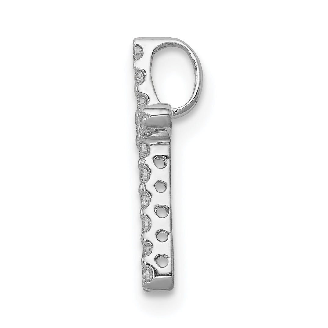 14k White Gold 1/8 carat Lab Grown Diamond VS/SI+ G+ Complete Cross Chain Slide Pendant
