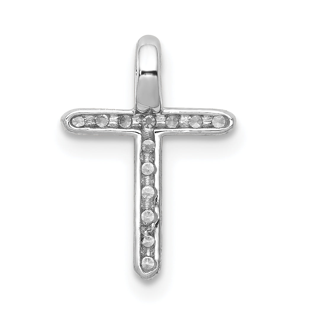14k White Gold 1/8 carat Lab Grown Diamond VS/SI+ G+ Complete Cross Chain Slide Pendant