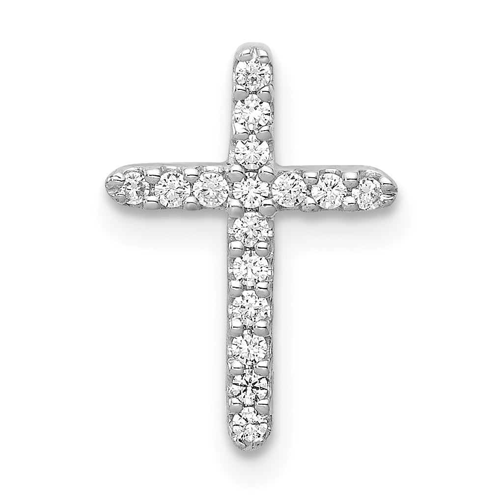 14k White Gold 1/8 carat Lab Grown Diamond VS/SI+ G+ Complete Cross Chain Slide Pendant Main image