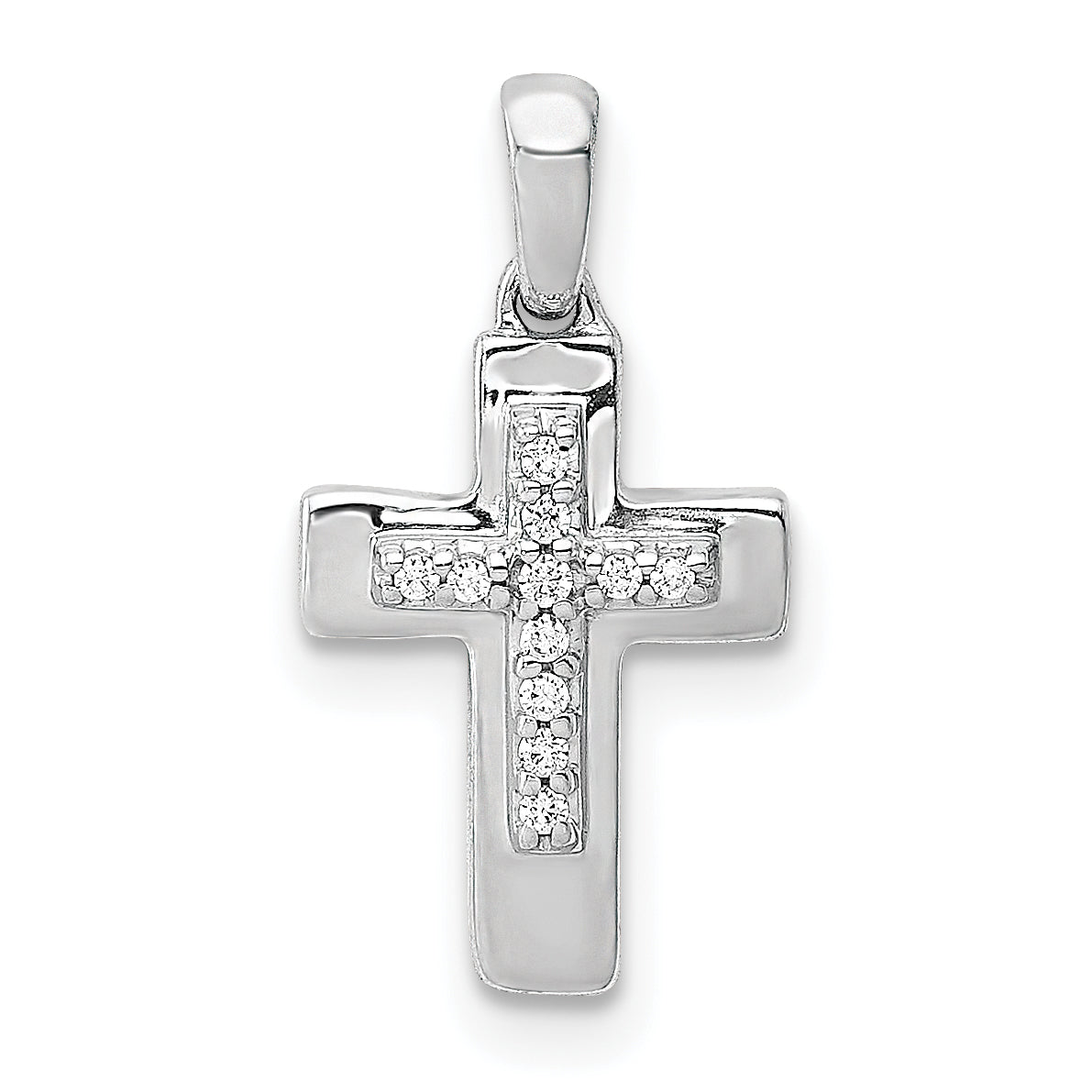 10K White Gold Diamond Cross Pendant Main image