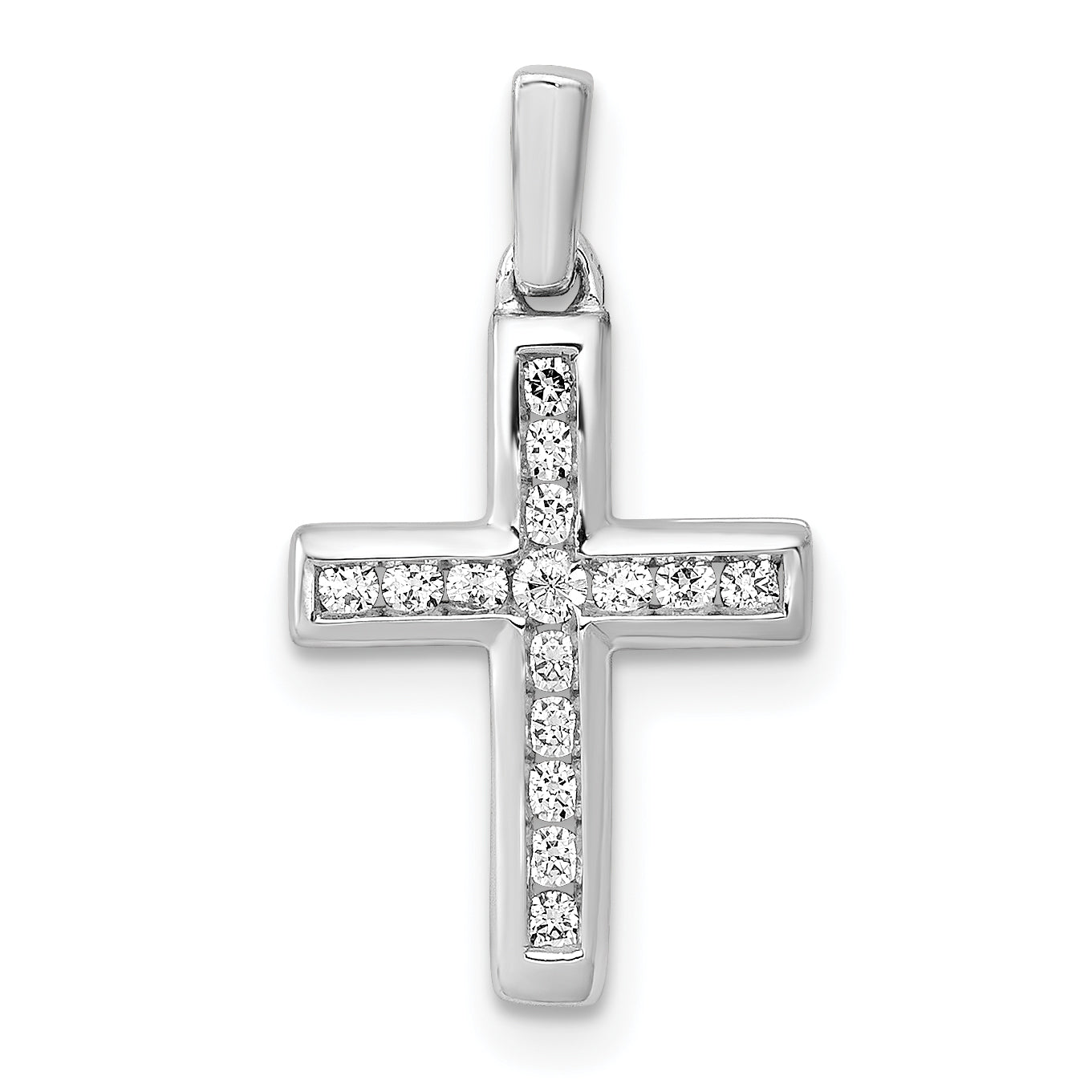 14k White Gold 1/6 carat Lab Grown Diamond VS/SI+ G+ Complete Latin Cross Pendant Main image