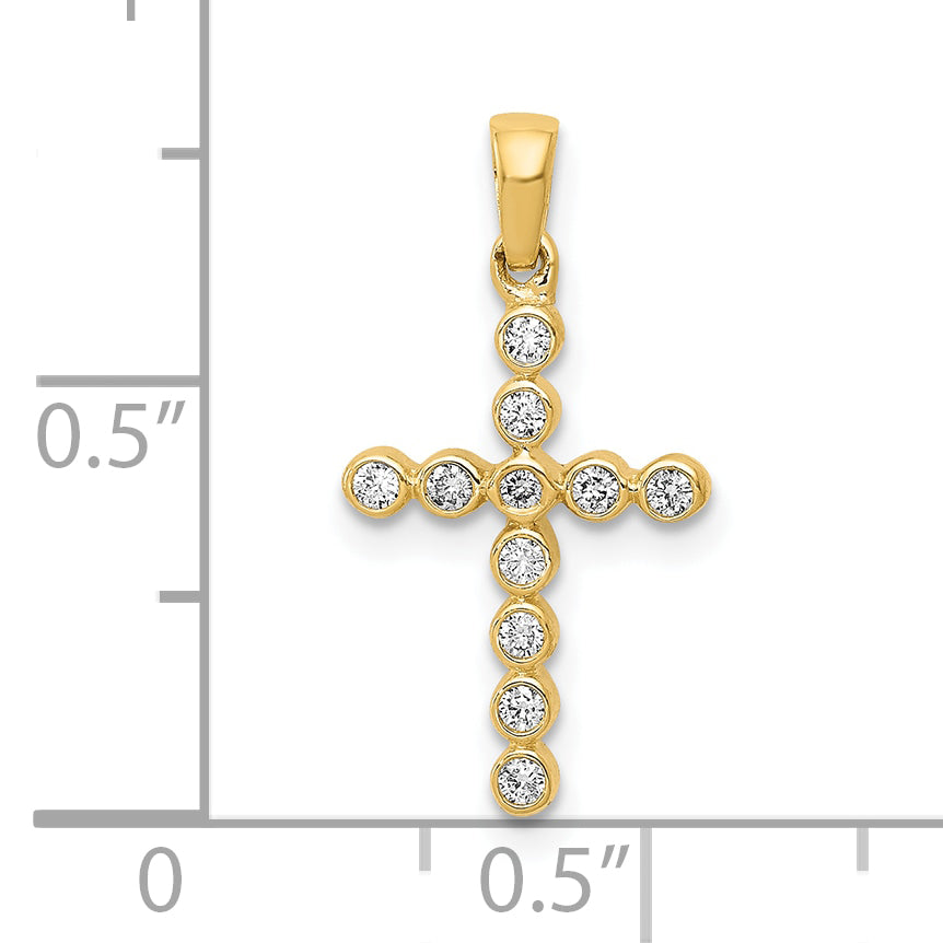 10K Polished 1/10ct. Diamond Cross Pendant
