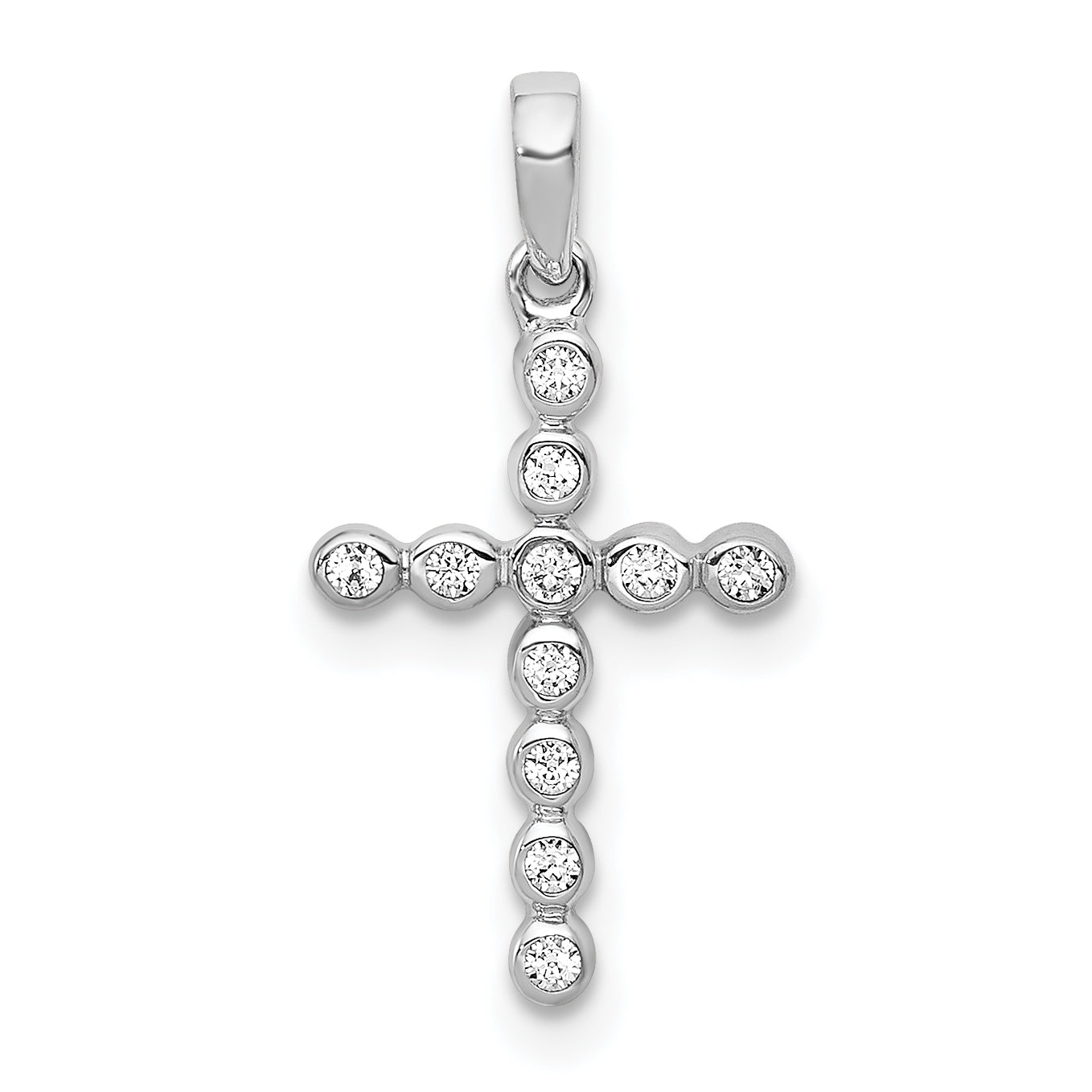 14k White Gold 1/10 carat Lab Grown Diamond VS/SI+ G+ Complete Cross Pendant
