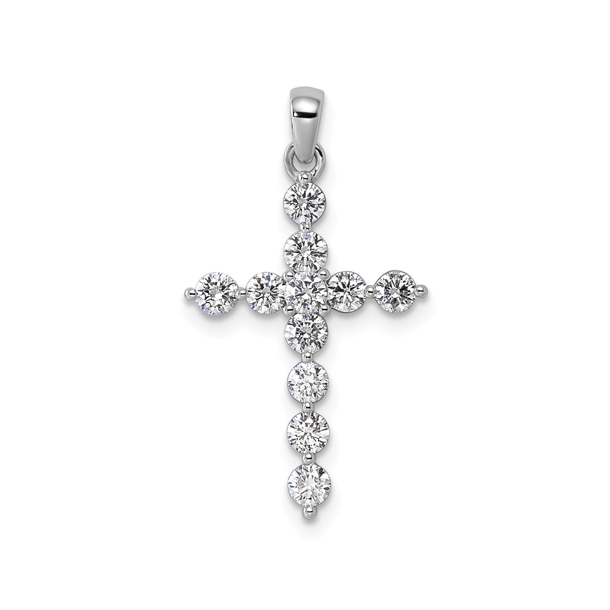 Diamond Cross Pendant in 14K White Gold (3/4 ct. tw.) - Sophia Jewelers Main image