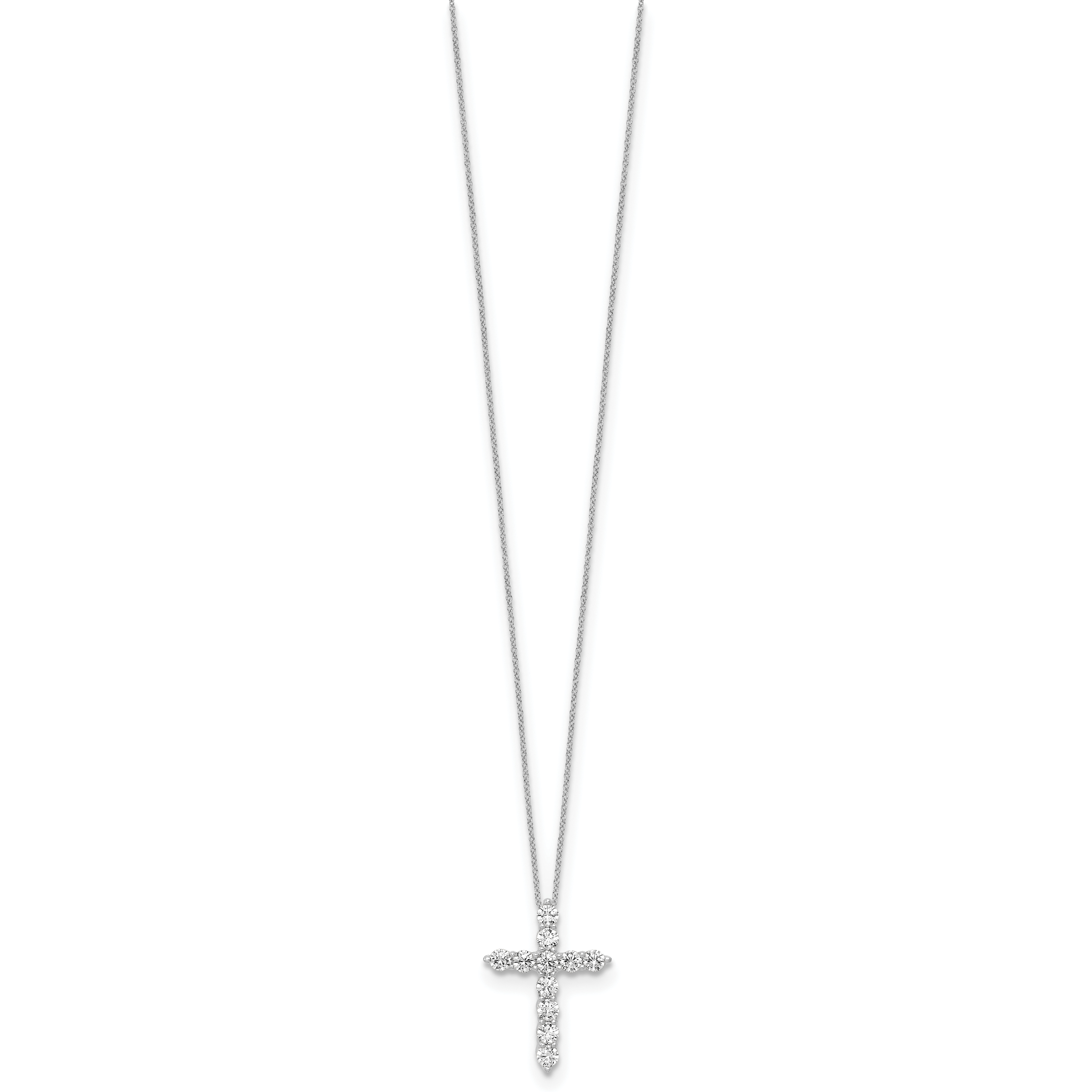 10k White Gold 3/4 carat Lab Grown Diamond VS/SI+ G+ Complete 18 inch Cross Pendant Necklace Secondary image