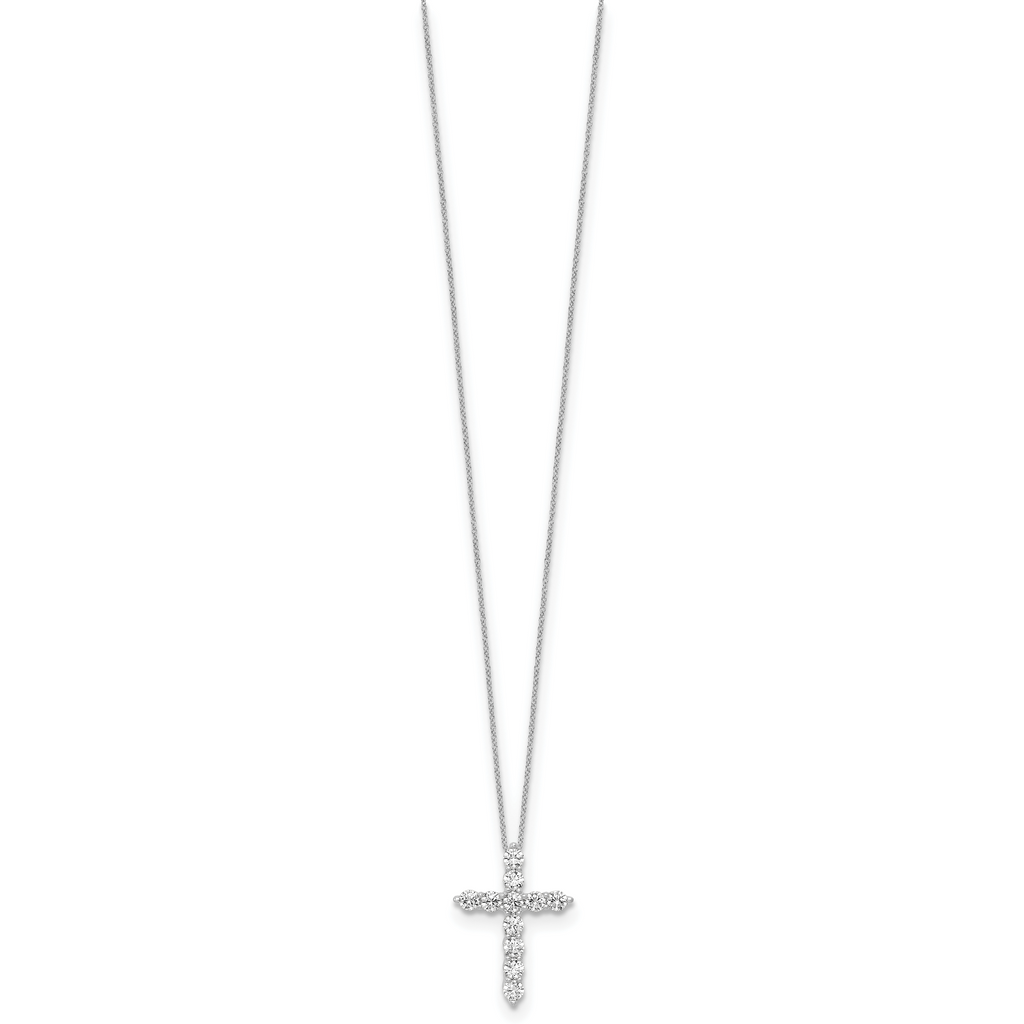 10k White Gold 3/4 carat Lab Grown Diamond VS/SI+ G+ Complete 18 inch Cross Pendant Necklace