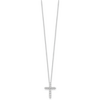 10k White Gold 3/4 carat Lab Grown Diamond VS/SI+ G+ Complete 18 inch Cross Pendant Necklace
