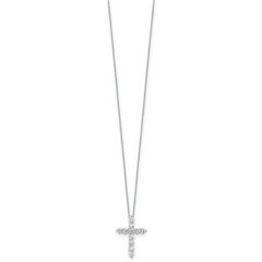 10k White Gold 3/4 carat Lab Grown Diamond VS/SI+ G+ Complete 18 inch Cross Pendant Necklace