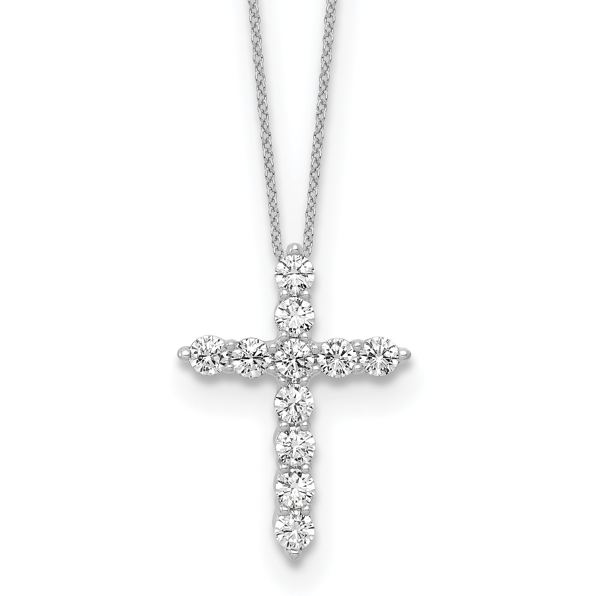 10k White Gold 3/4 carat Lab Grown Diamond VS/SI+ G+ Complete 18 inch Cross Pendant Necklace Main image