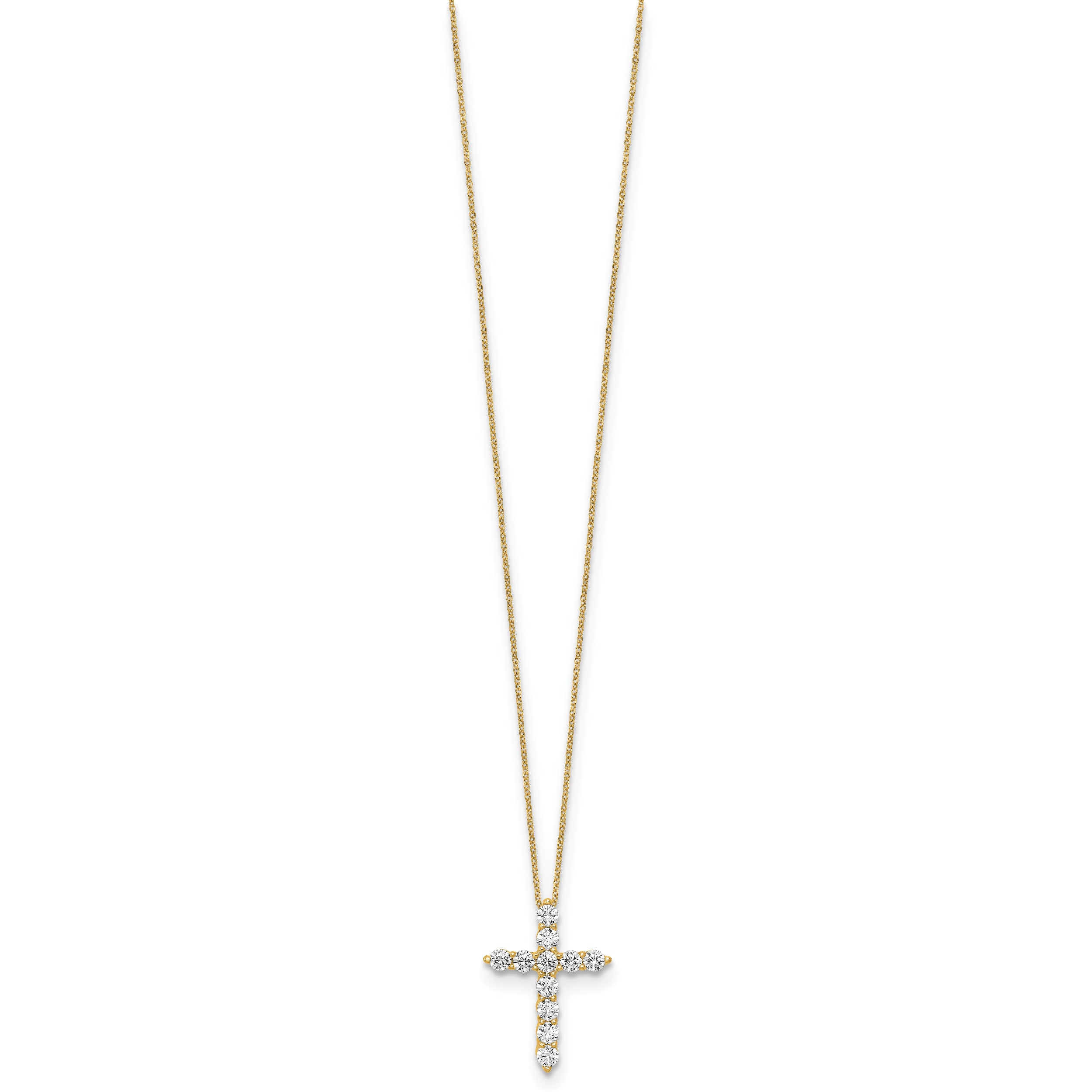 10k 3/4 carat Lab Grown Diamond VS/SI+ G+ Complete 18 inch Cross Pendant Necklace
