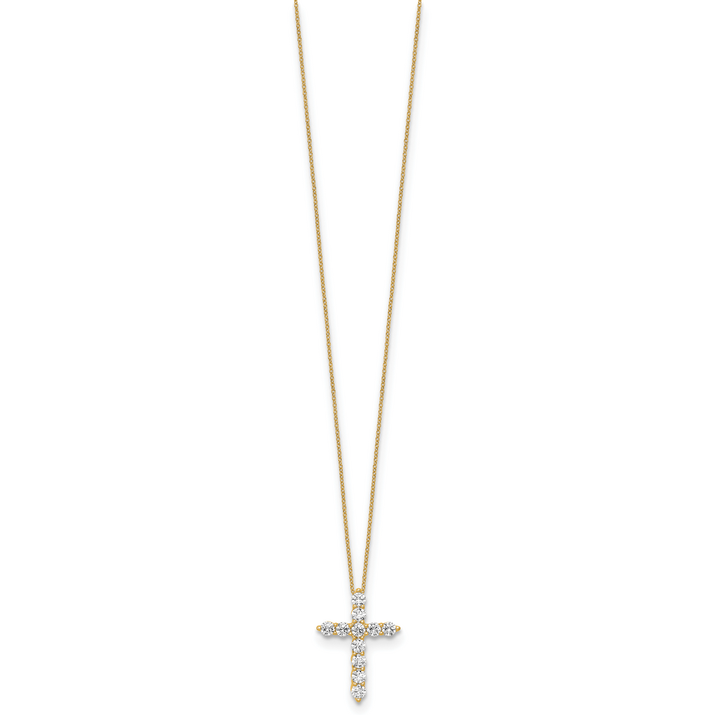 10k 3/4 carat Lab Grown Diamond VS/SI+ G+ Complete 18 inch Cross Pendant Necklace