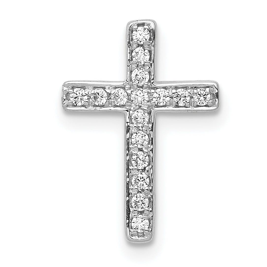 10K White Gold 1/6ct. Diamond Latin Cross Chain Slide Main image