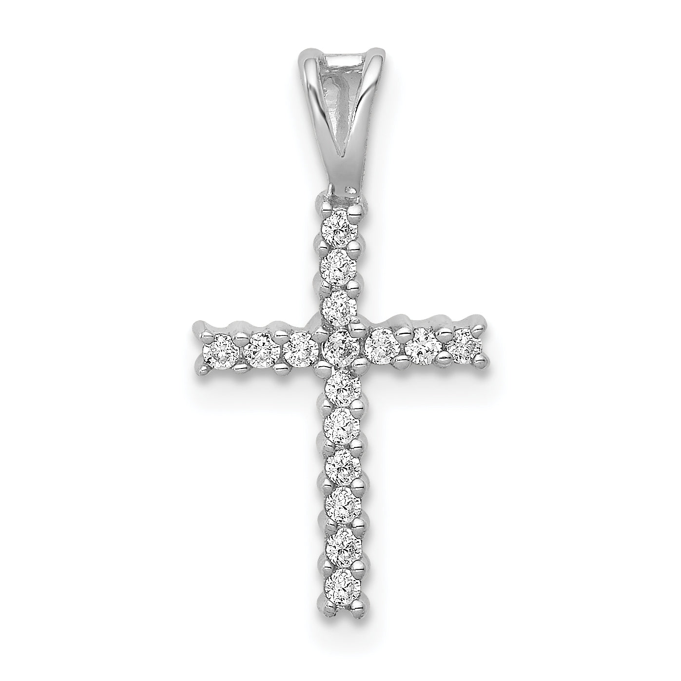 14k White Gold 1/6 carat Lab Grown Diamond VS/SI+ G+ Complete Cross Pendant