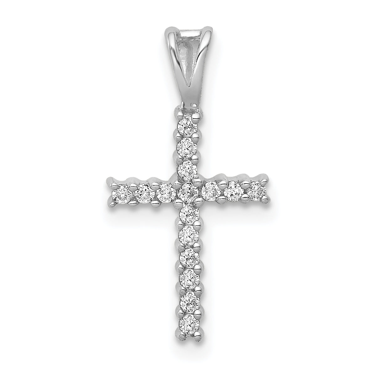 14k White Gold 1/6 carat Lab Grown Diamond VS/SI+ G+ Complete Cross Pendant
